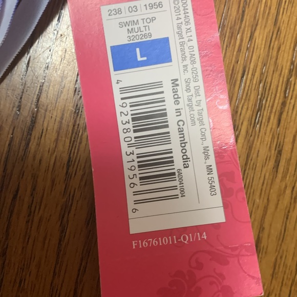 Xhilaration Blue and White Fringe Bikini Top Adjustable Straps Size L NWT - Picture 2 of 6